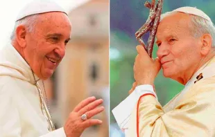 El Papa Francisco y San Juan Pablo II. Créditos: Daniel Ibáñez, ACI Prensa/Vatican Media 