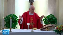 El Papa Francisco celebra la Misa. Foto: Captura de Youtube