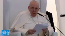 El Papa Francisco en el encuentro interreligioso en Irak. Captura de video (Vatican Media)
