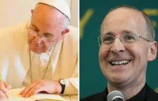 Papa Francisco. Cru00e9dito: Vatican Media. / P. James Martin. Cru00e9dito: Flickr de Shawn (CC BY-NC 2.0). 