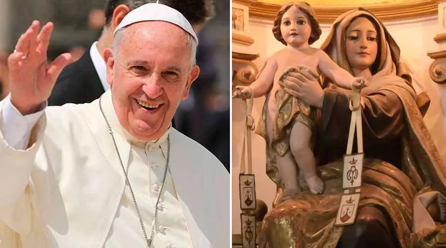 El Papa Francisco y la Virgen del Carmen. Créditos: ACI Prensa / Eduardo Berdejo