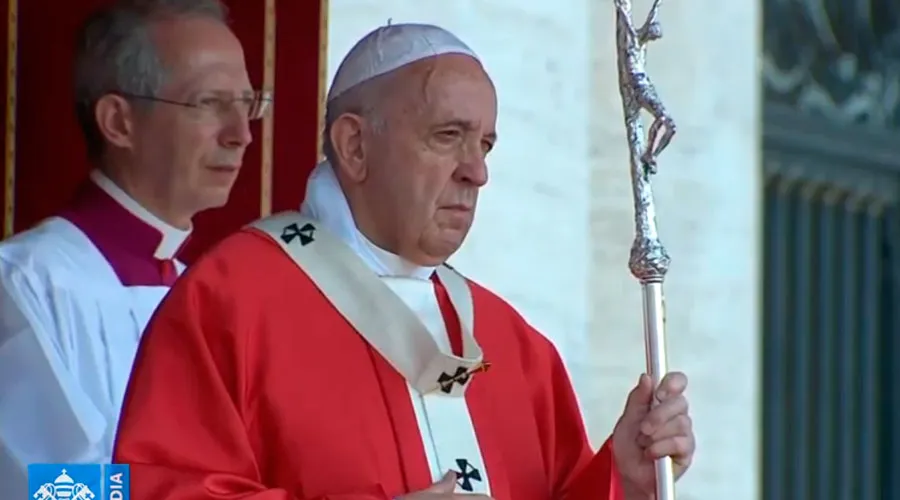 El Papa Francisco en la Misa de hoy en la víspera de Pentecostés. Crédito: Captura Youtube