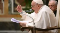 El Papa Francisco en la audiencia de hoy en el Vaticano. Crédito: Vatican Media
