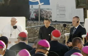 Papa Francisco en encuentro con comunidad judu00eda en Eslovaquia. Cru00e9dito: Captura de video / Vatican Media. 