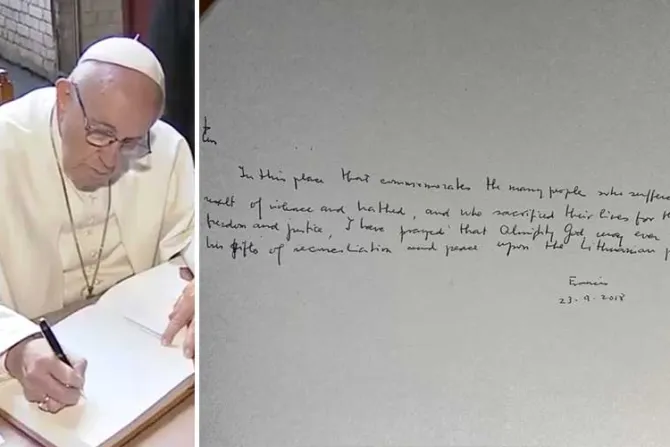 Este es el mensaje que escribió el Papa en museo de víctimas del comunismo en Lituania