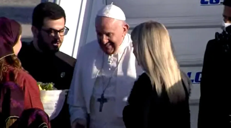 El Papa Francisco llegó a Chipre. Crédito: Vatican Media (captura de pantalla)?w=200&h=150
