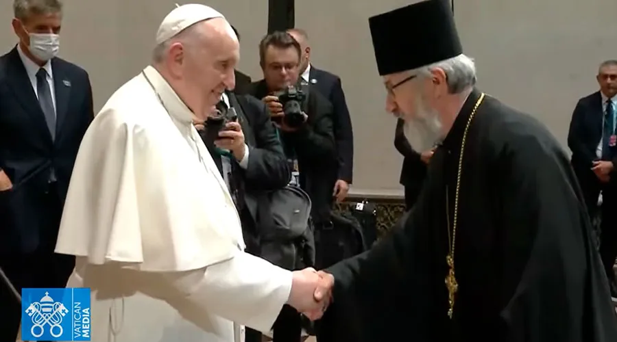 El Papa Francisco durante el encuentro ecuménico en Budapest. Crédito: Vatican Media (Captura de video)?w=200&h=150