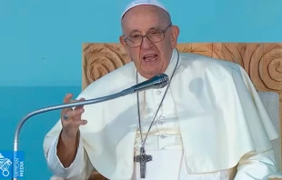 El Papa Francisco durante la ceremonia de acogida de la JMJ Lisboa 2023. Cru00e9dito: Vatican Media (captura de video) 