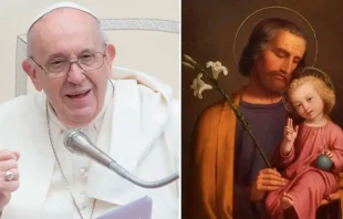 El Papa Francisco y San Josu00e9. Cru00e9dito: Daniel Ibu00e1u00f1ez (ACI) - Wikimedia Commons 