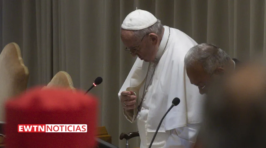 Papa Francisco reunido con los cardenales en el Aula del Sínodo. Crédito: EWTN Noticias?w=200&h=150