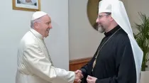 El Papa Francisco y el Arzobispo ucraniano. Crédito: Vatican Media