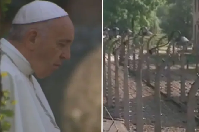 VIDEO: Papa Francisco reza en silencio en campo de concentración de Auschwitz