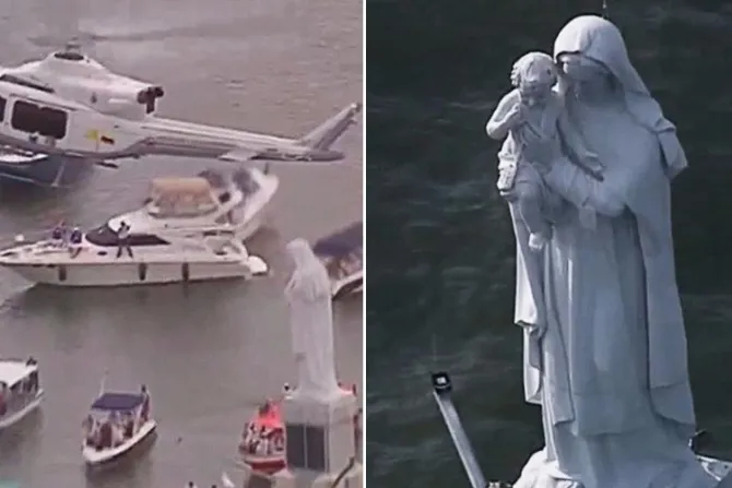 El Papa Francisco bendice a la Virgen de la Bahía que fue destruida por un rayo