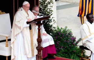 El Papa pronuncia la homilía en la Misa. Foto: Daniel Ibáñez / ACI Prensa 