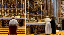 Papa Francisco ante la imagen mariana de la Salus Populi Romani en la Basílica de Santa María Mayor (2019) / Crédito: Alessandro Gisotti