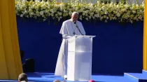 El Papa Francisco en el Encuentro con las autoridades, sociedad civil, y cuerpo diplomático en Eslovaquia / Crédito: Vamp Pool