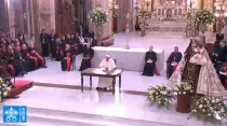 El Papa Francisco durante el encuentro con sacerdotes y religiosos / Captura de pantalla