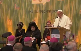 El Papa en el momento en el que pronuncia su discurso. Foto: Captura Youtube 