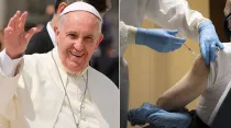 Papa Francisco. Foto: Daniel Ibáñez / ACI Prensa. Vacunas. Foto: Vatican Media