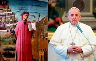 Dante Alighieri. Imagen: Dominio pu00fablico. Papa Francisco. Foto: Vatican Media 