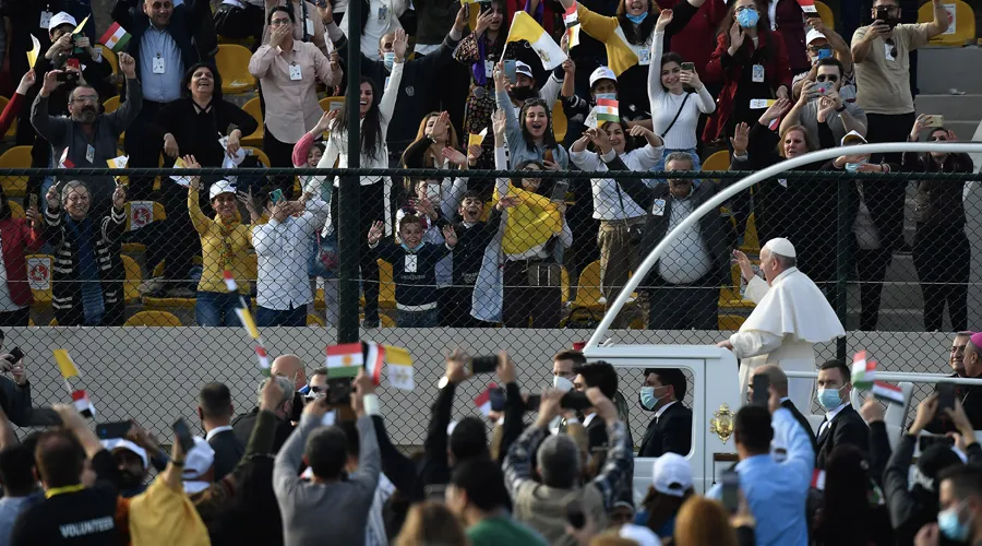 Papa Francisco en el estadio de Erbil. Foto: Vatican Media