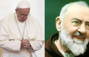 Papa Francisco. Foto: Daniel Ibu00e1u00f1ez / ACI Prensa. Padre Pu00edo. Cru00e9dito: Dominio Pu00fablico 