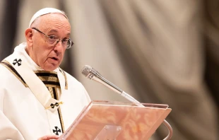 Papa Francisco en la Misa de hoy en la Basu00edlica de San Pedro. Foto: Daniel Ibu00e1u00f1ez / ACI Prensa 