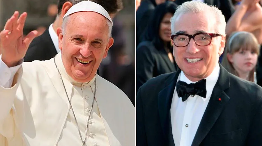 El Papa Francisco y Martin Scorsese - Fotos: Daniel Ibáñez (ACI Prensa) - Georges Biard (Wikipedia) CC BY-SA 3.0