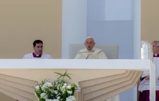 El Papa Francisco en la misa de clausura de la JMJ en el Parque Tejo. Crédito: Daniel Ibañez/ACI Prensa 