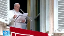 El Papa Francisco durante el rezo del u00c1ngelus. Foto: Captura de Youtube