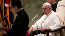 El Papa durante la Audiencia General. Foto: Daniel Ibáñez / ACI Prensa