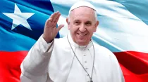 Papa Francisco y bandera de Chile / Crédito: Comunicaciones Iglesia de Santiago
