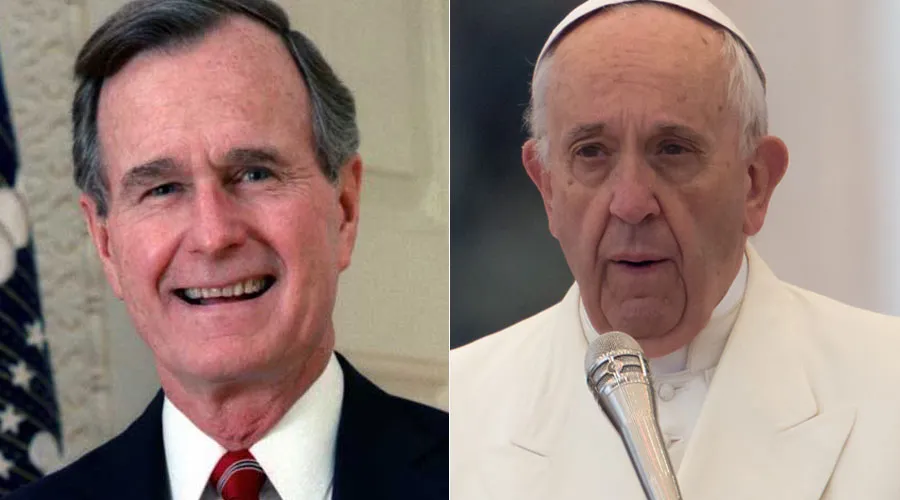 El Papa Francisco y George H. W. Bush. Foto: Dominio Público / Daniel Ibáñez / ACI Prensa?w=200&h=150