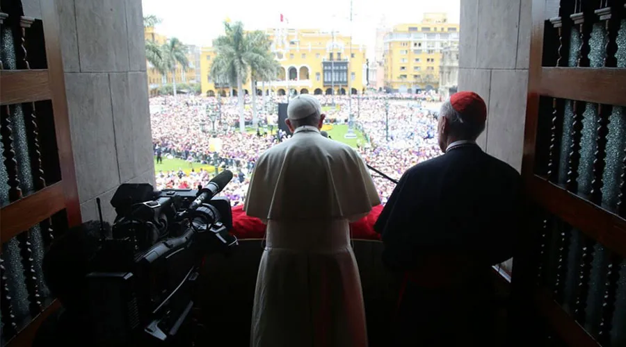 Papa Francisco antes del rezo del Ángelus en Lima. Foto: G Pinedo / Arzobispado de Lima.