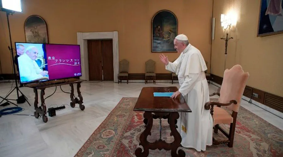 El Papa Francisco durante la videoconferencia. Foto: Captura Youtube