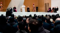 El Papa Francisco durante la audiencia. Foto: Vatican Media