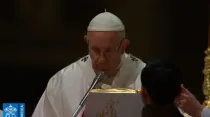 El Papa Francisco en la Misa de hoy. Captura Youtube