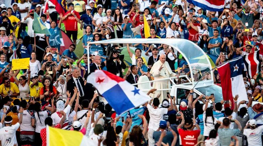 El Papa Francisco en la JMJ Panamá 2019. Crédito: Daniel Ibáñez / ACI