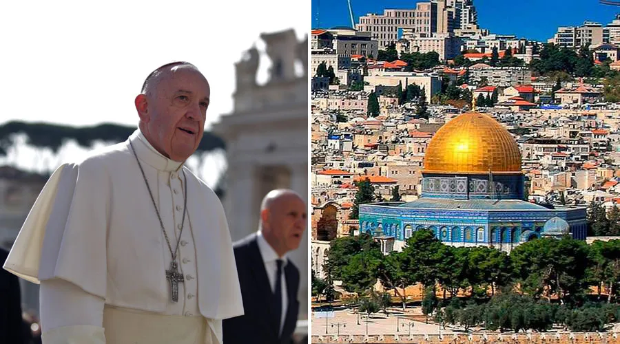 El Papa Francisco y la ciudad vieja de Jerusalén. Foto: ACI Prensa