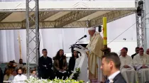 El Papa Francisco pronuncia su homilía. Foto: VAMP POOL