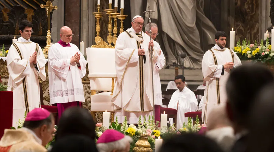 El Papa Francisco durante la celebración eucarística. Foto: Daniel Ibáñez / ACI Prensa?w=200&h=150