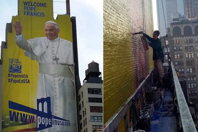 VIRAL: Con este inmenso mural del Papa, artista espera que Nueva York “recuerde a Dios” 