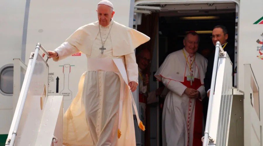 El Papa Francisco a su llegada a Myanmar. Foto: Edward Pentin / ACI Prensa?w=200&h=150