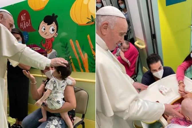 Papa Francisco visita a niños enfermos de cáncer en el Hospital Gemelli 