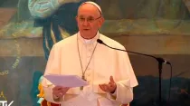 El Papa Francisco con los obispos de Colombia. Captura Youtube