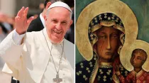 El Papa Francisco y Virgen de Czestochowa Foto: ACI Prensa / Wikipedia