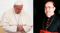 Papa Francisco y Cardenal Schwery. Crédito: Daniel Ibáñez / ACI Prensa y Vatican Media