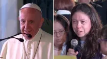El Papa Francisco y Lina María / Foto: Captura Twitter El Papa en Colombia