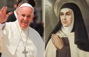 El Papa Francisco y retrato de Santa Teresa de Jesús. Créditos: ACI Prensa 