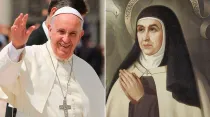 El Papa Francisco y retrato de Santa Teresa de Jesús. Créditos: ACI Prensa